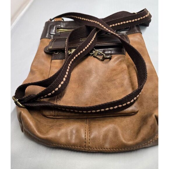 Chala Brown Faux Leather Crossbody Bag With Fox Charm & Zippered Pockets boho - Picture 9 of 12